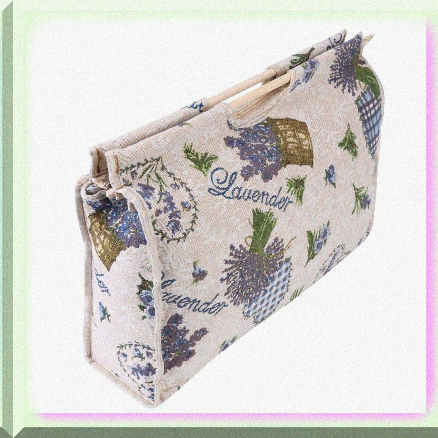 Knitting Yarn Storage Bag with Wooden Handle