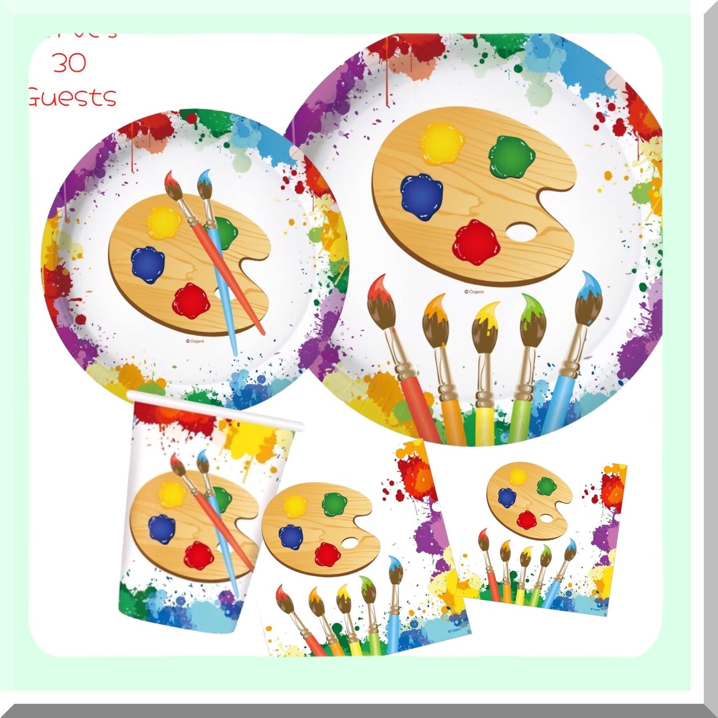 Complete Art Birthday Party Supplies for 30 Guests