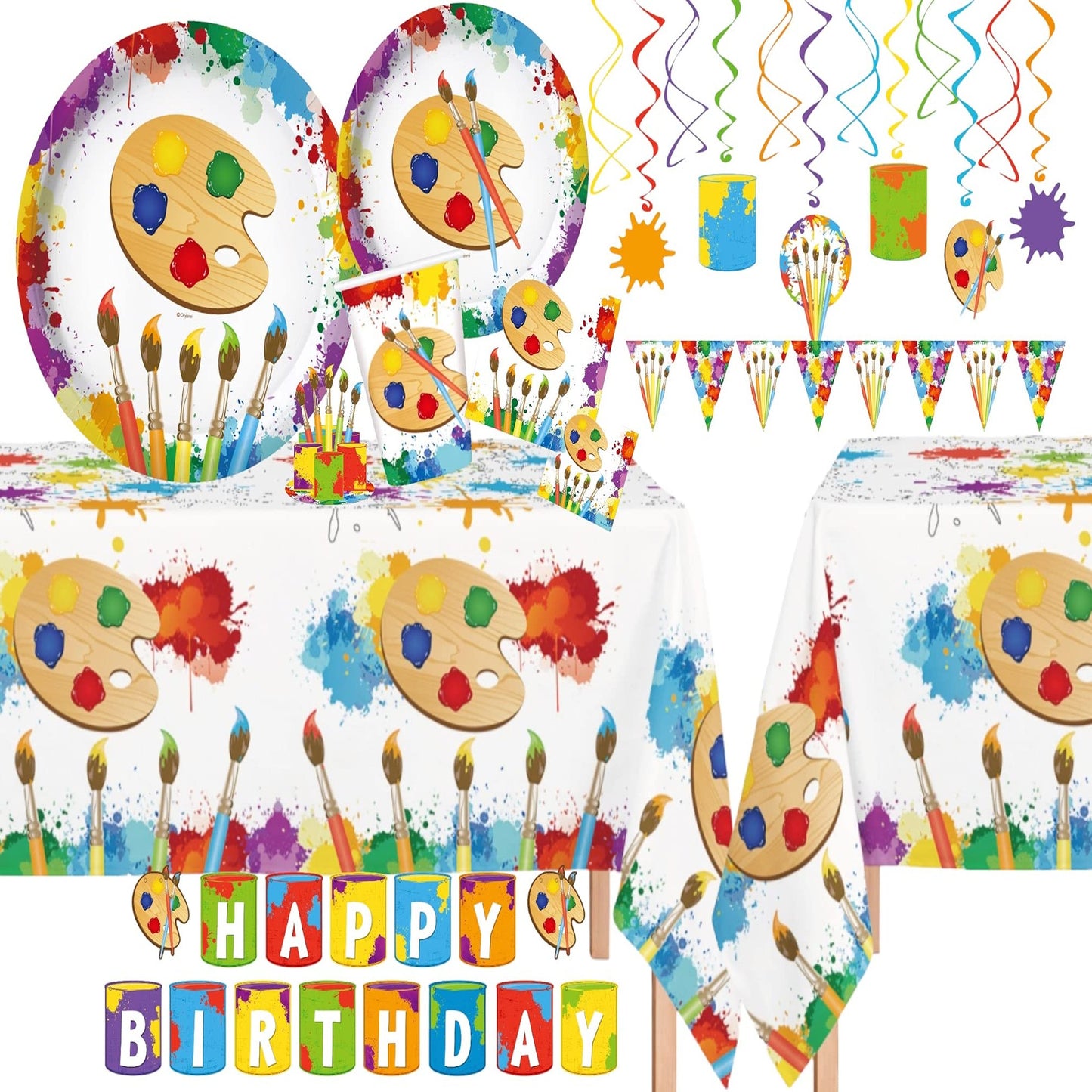 Complete Art Birthday Party Supplies for 30 Guests