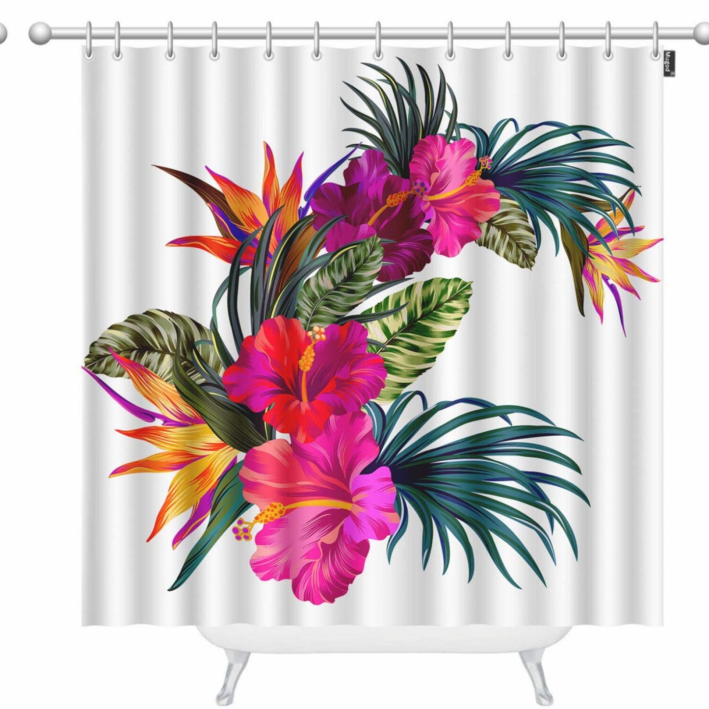 Tropical Flowers Shower Curtain 60x72 Inches