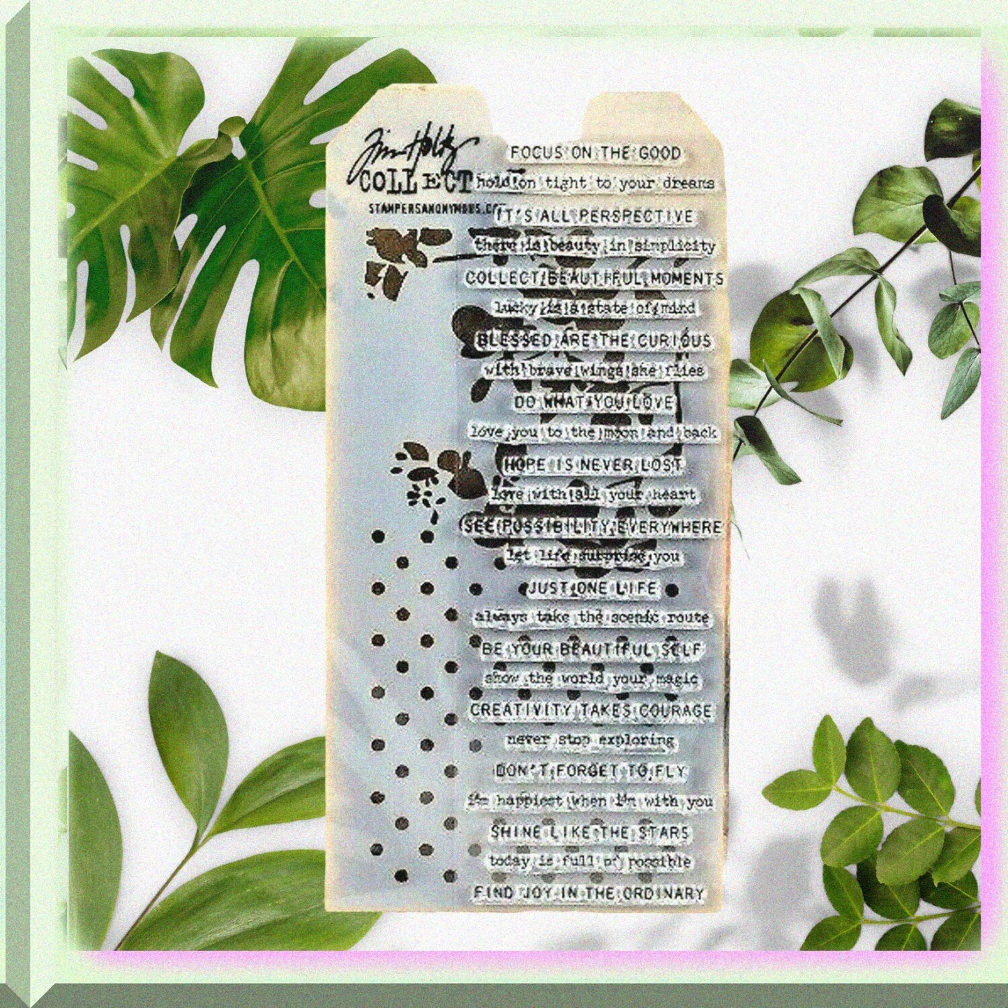 Polka Dot Blossom Sayings Mixed Media Stamp Set