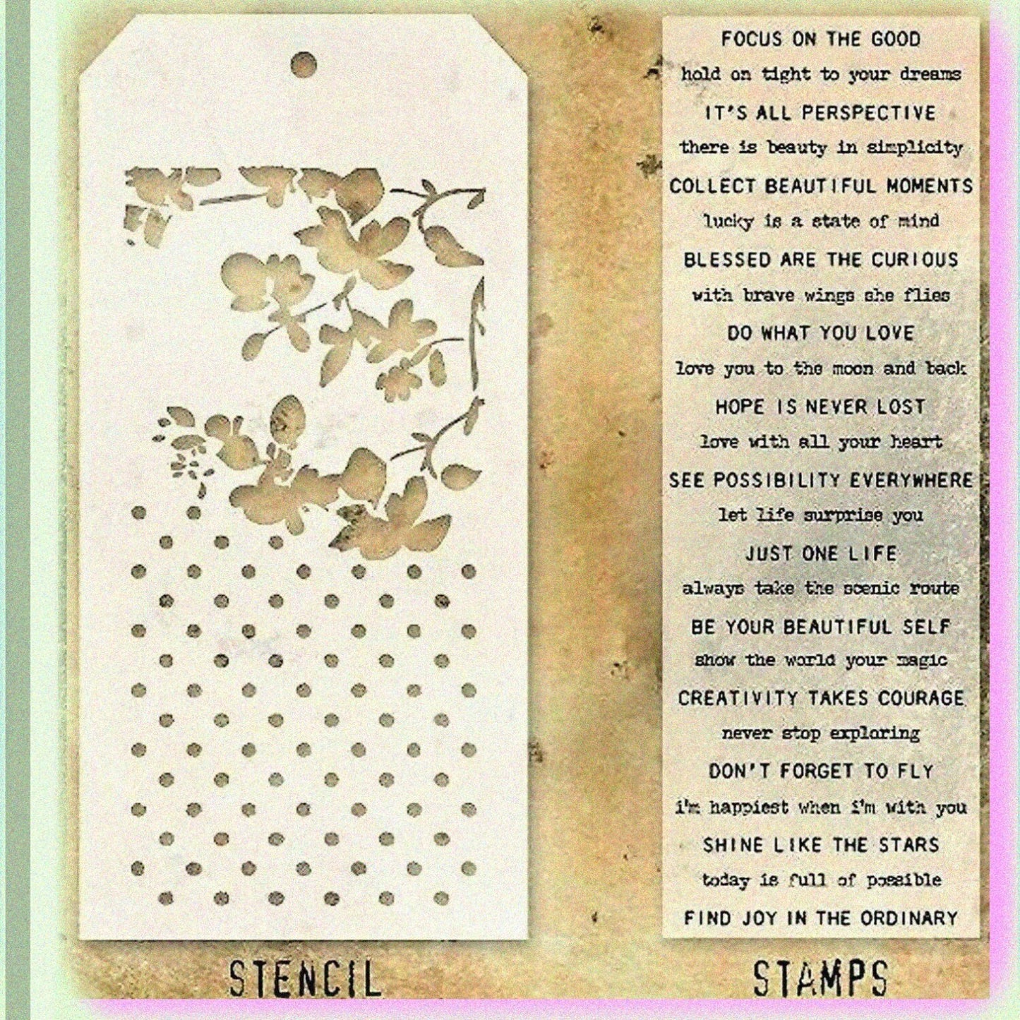 Polka Dot Blossom Sayings Mixed Media Stamp Set