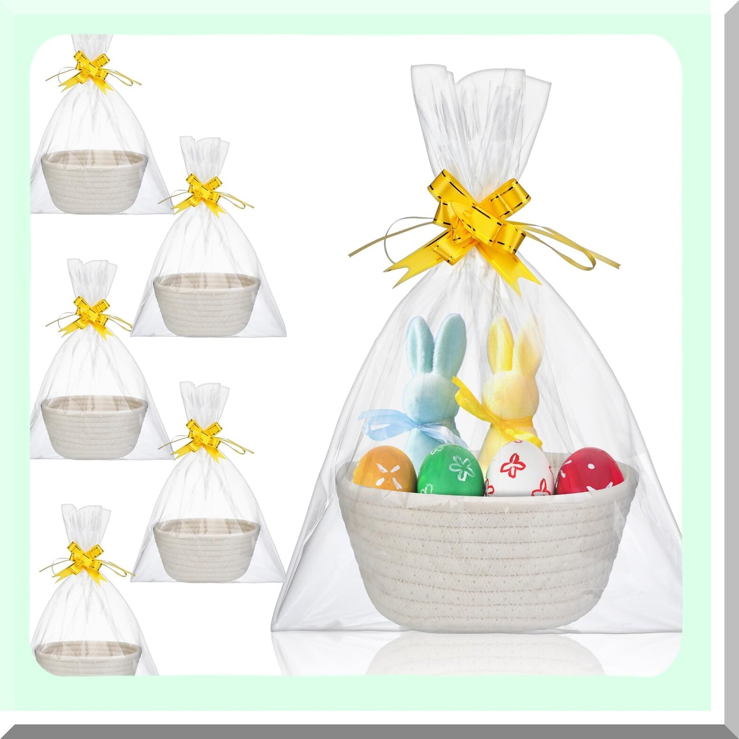 Cute White Cotton Rope Gift Baskets for Storage and Gifts