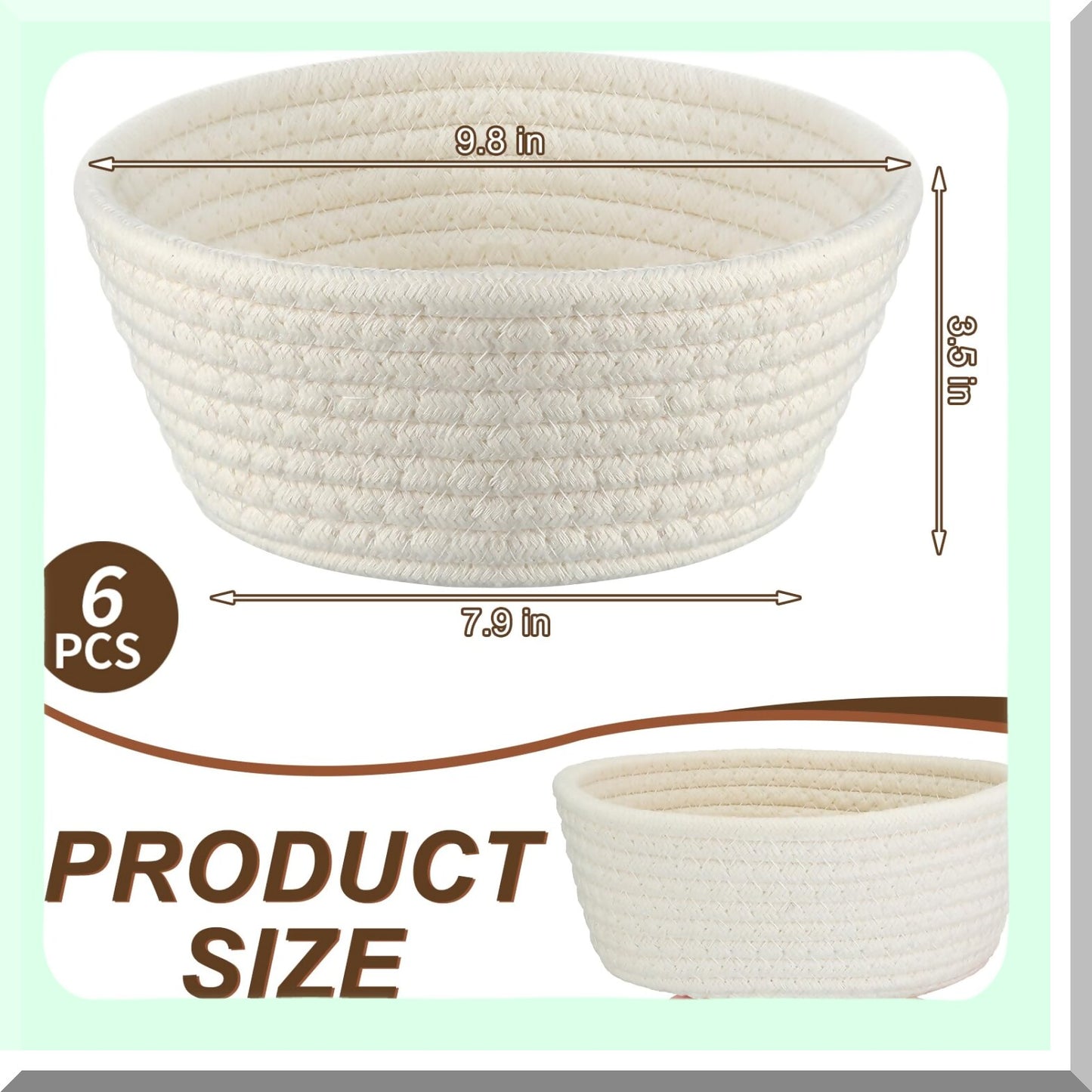 Cute White Cotton Rope Gift Baskets for Storage and Gifts