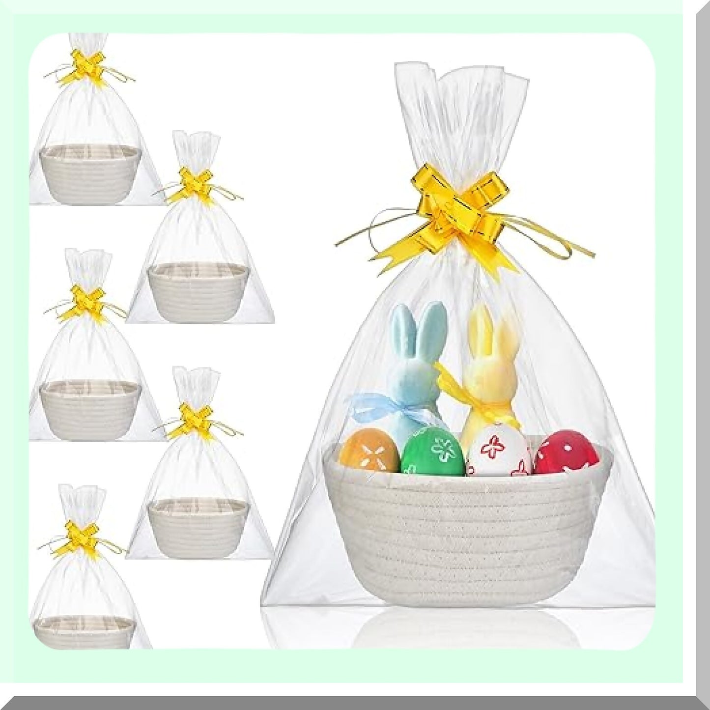 Cute White Cotton Rope Gift Baskets for Storage and Gifts