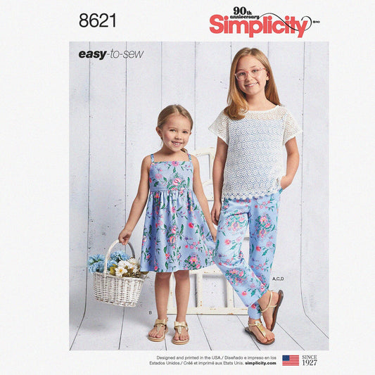 Girl's Sewing Patterns Set for Dress, Pants, Camisole, Shirt