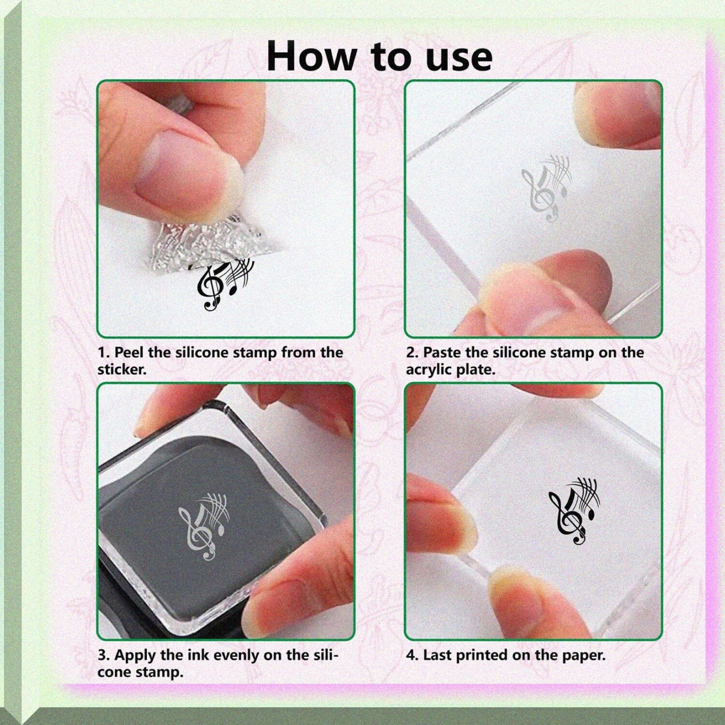 Musical Note Clear Rubber Stamp 6.3x4.3 inches