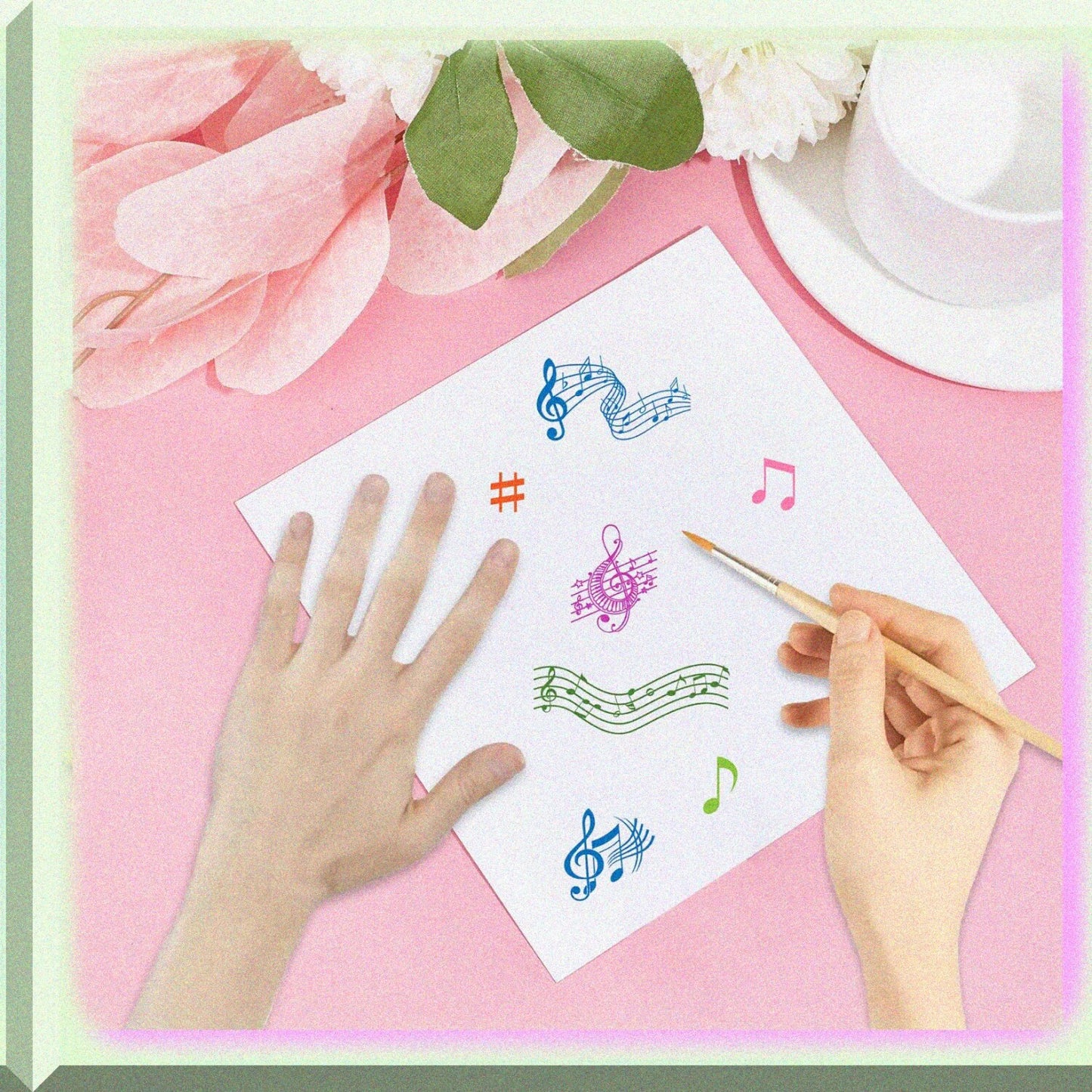 Musical Note Clear Rubber Stamp 6.3x4.3 inches