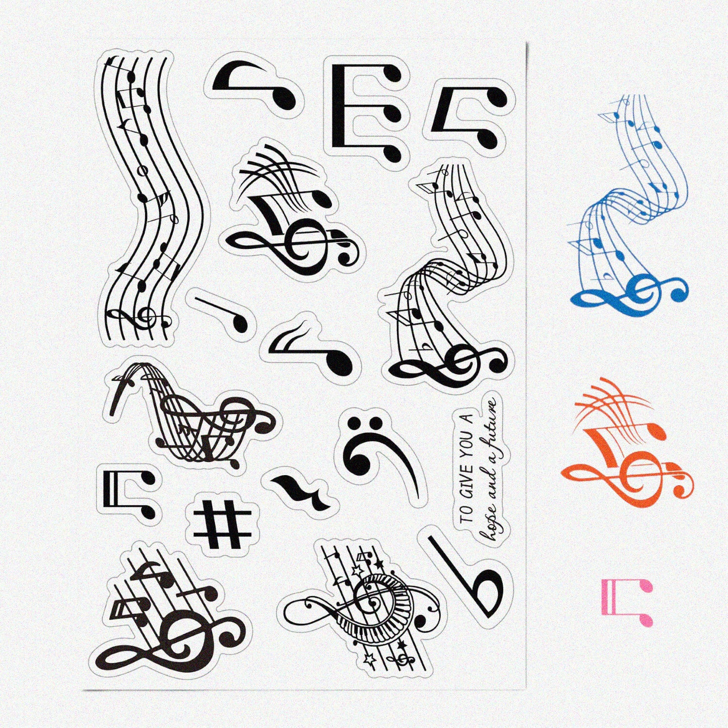 Musical Note Clear Rubber Stamp 6.3x4.3 inches