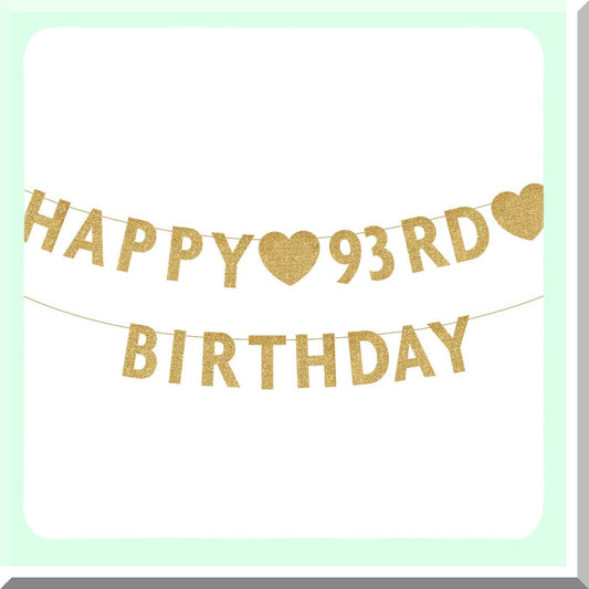 Gold 93rd Birthday Banner for Women and Men