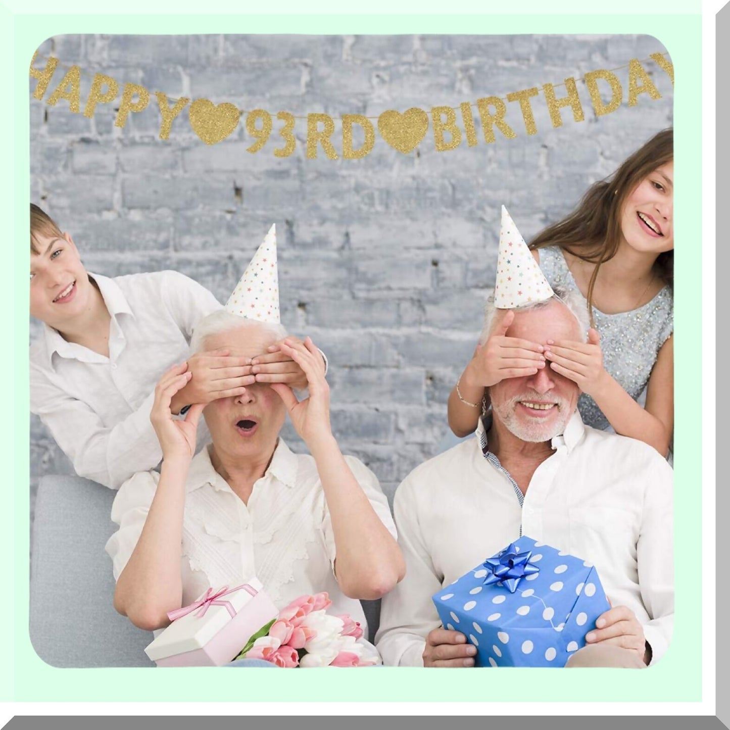 Gold 93rd Birthday Banner for Women and Men