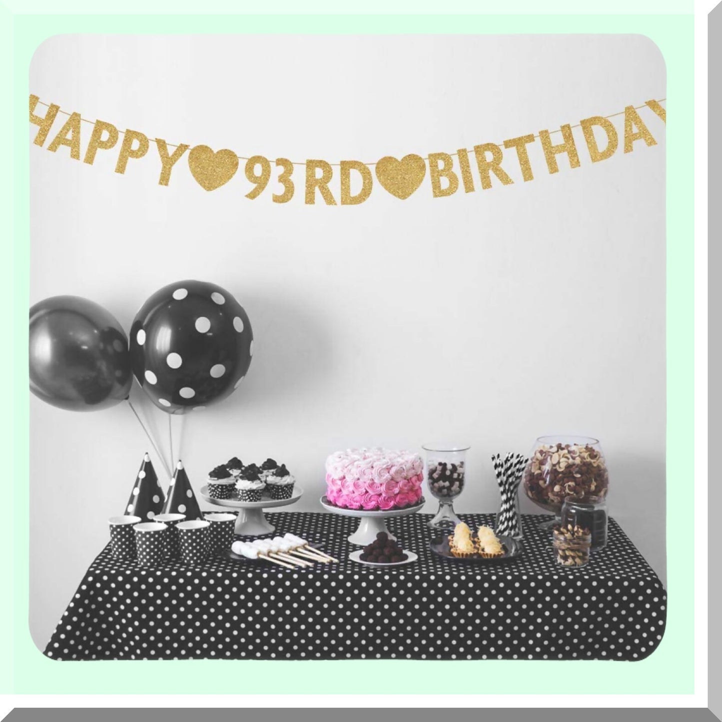 Gold 93rd Birthday Banner for Women and Men