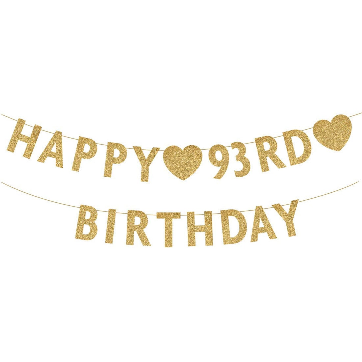 Gold 93rd Birthday Banner for Women and Men