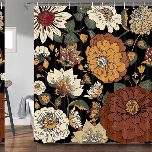 Boho Floral Botanical Shower Curtain 69x72