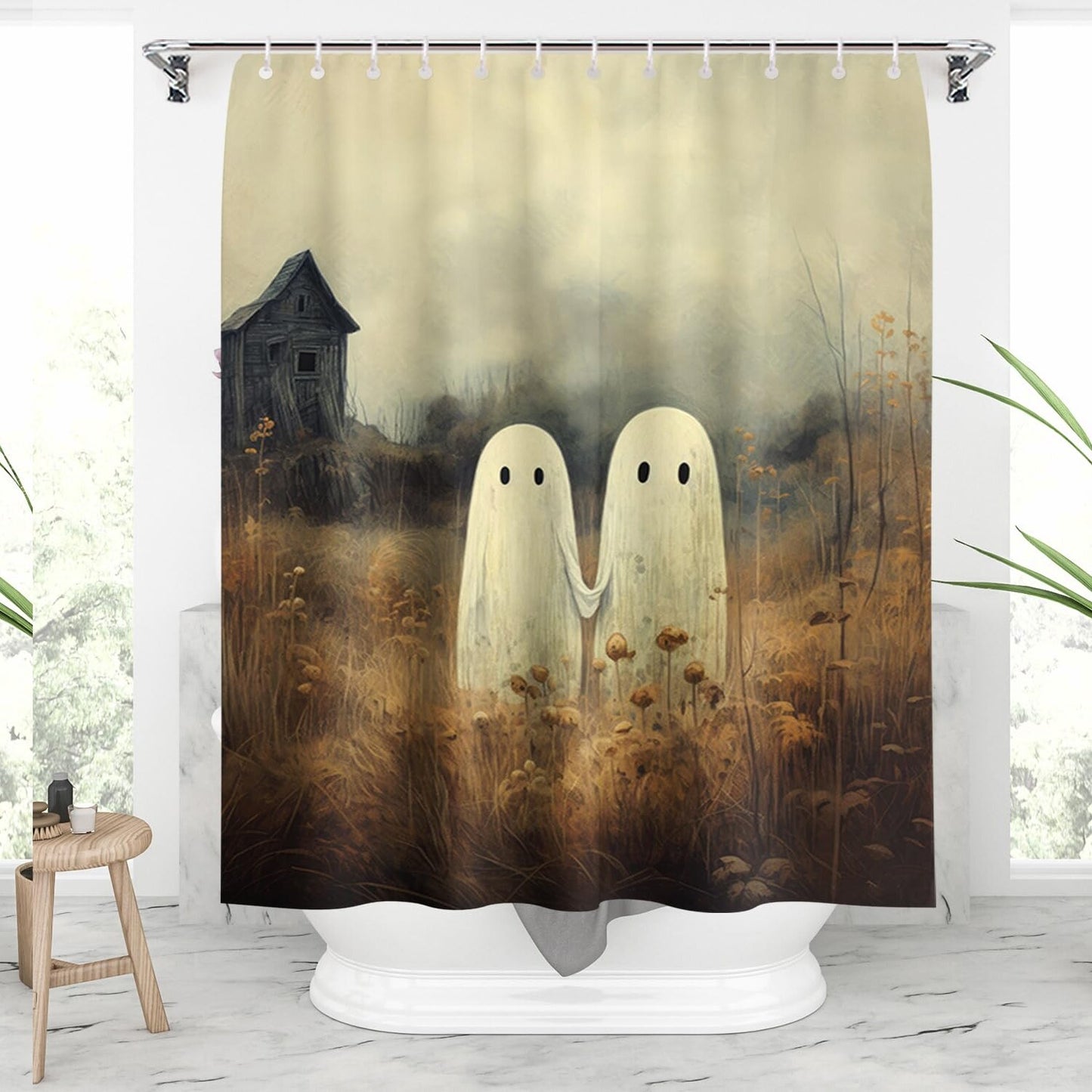 Ghost Shower Curtain 72x72 Inch with 12 Hooks