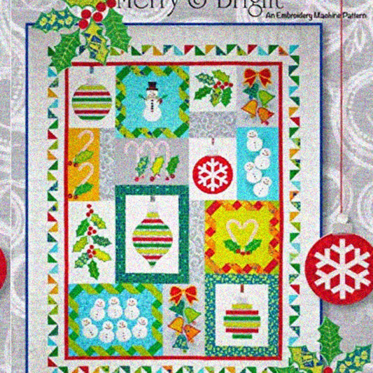 Merry and Bright Applique Embroidery Pattern