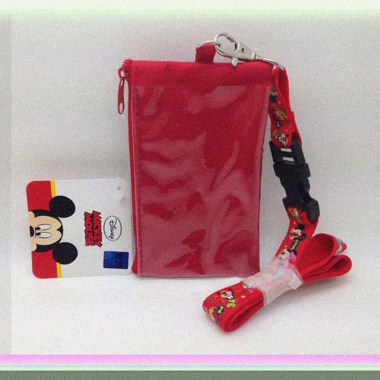 Mickey Mouse Friends Red Lanyard with Zippered Pouch