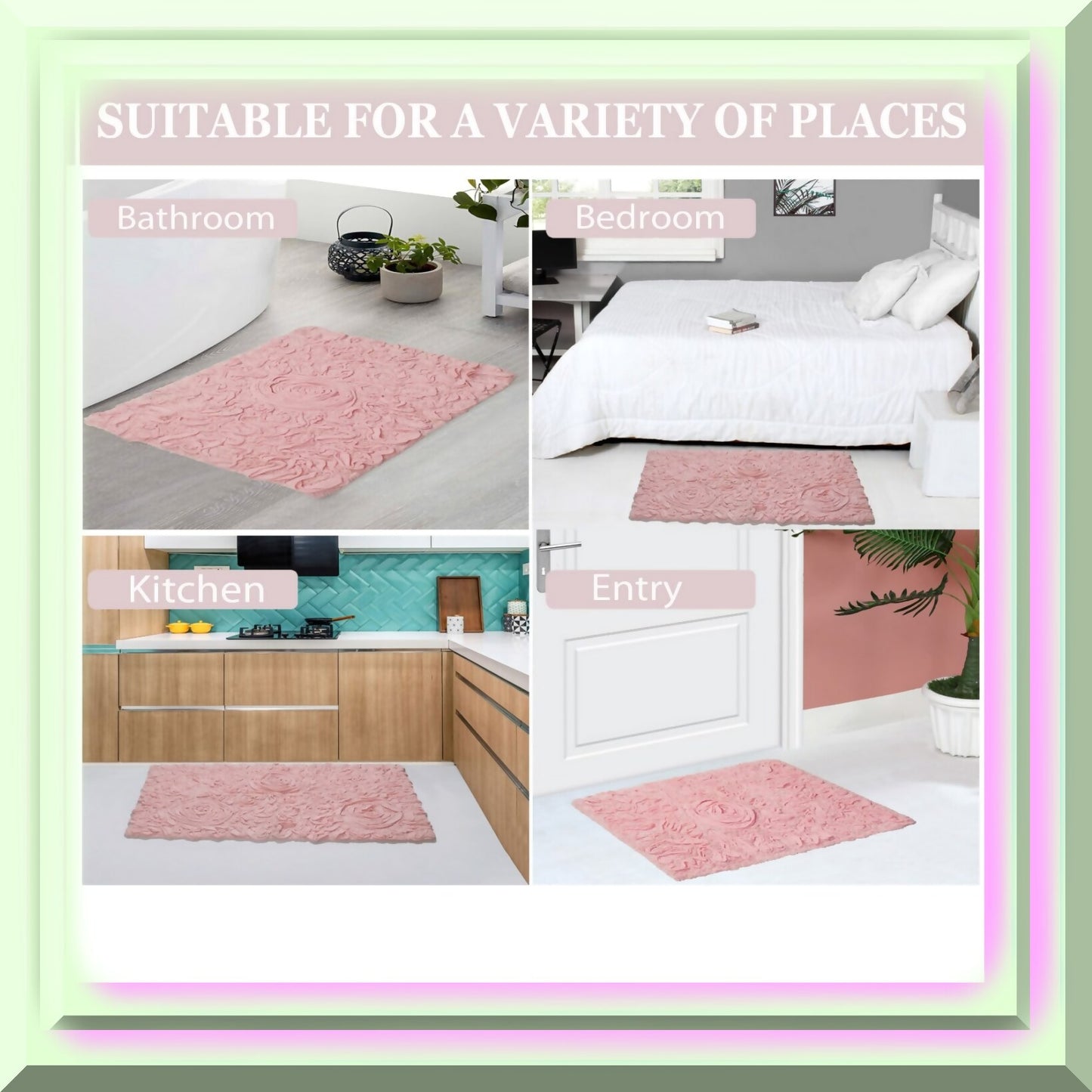 22" Round Cotton Tufted Bath Rug Pink