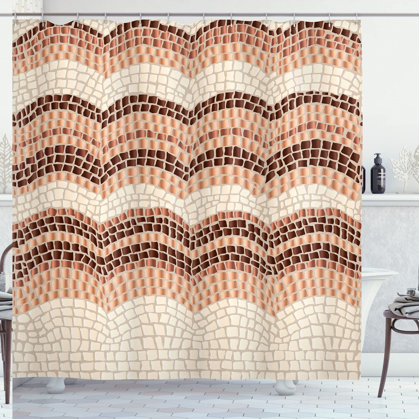 Tiles Shower Curtain 69" x 84" Peach Beige