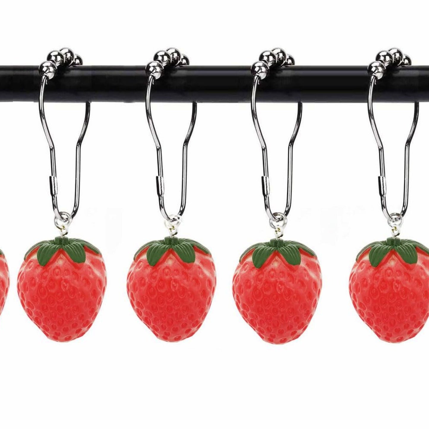 Strawberry Shower Curtain Hooks Rings Set of 12