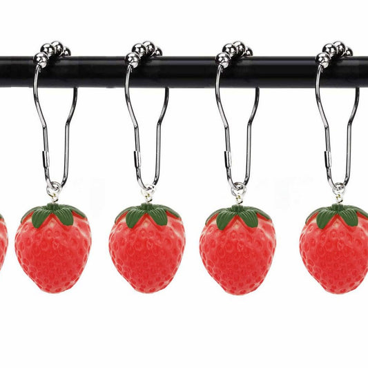 Strawberry Shower Curtain Hooks Rings Set of 12