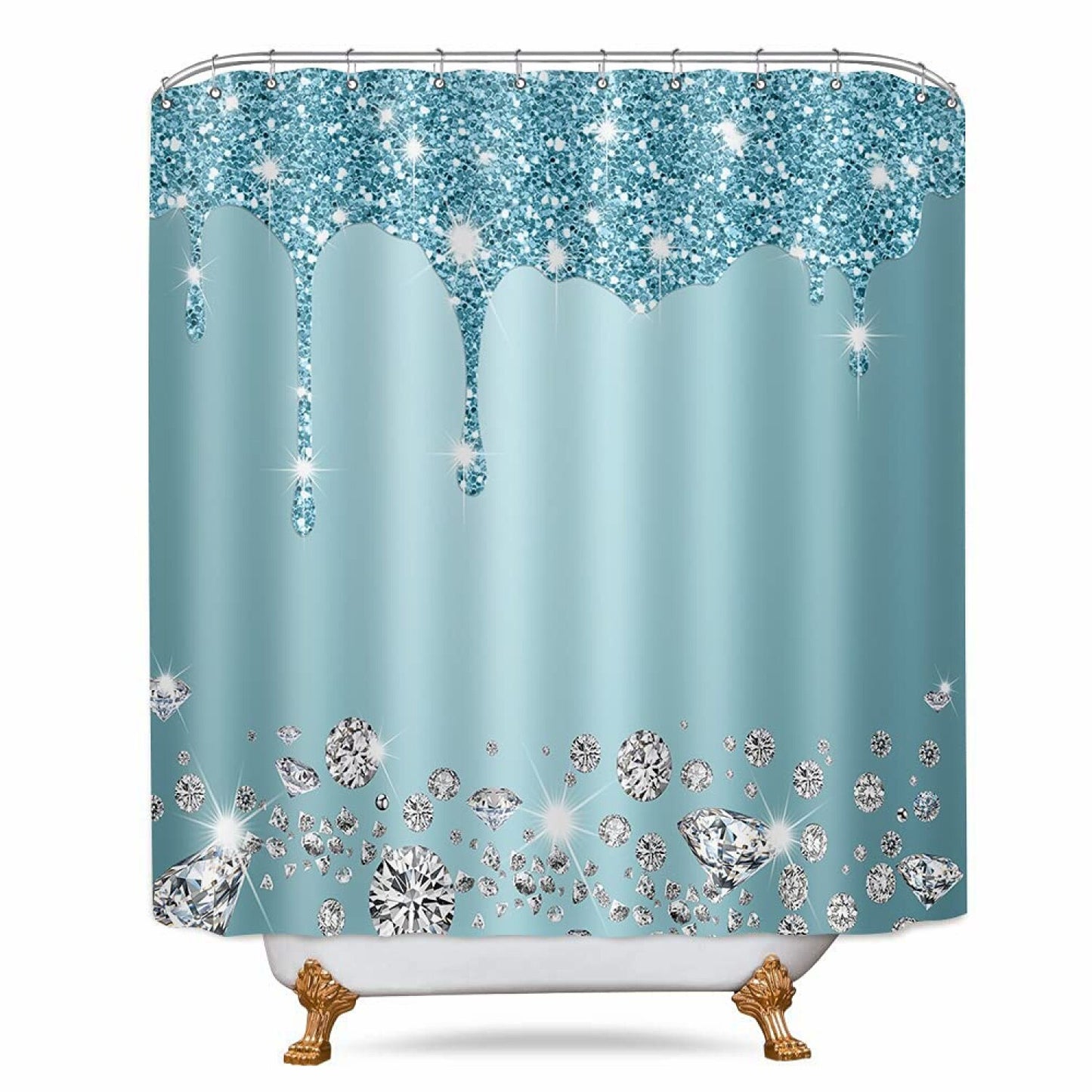 Light Blue Waterproof Fabric Shower Curtain 72x72 Inches