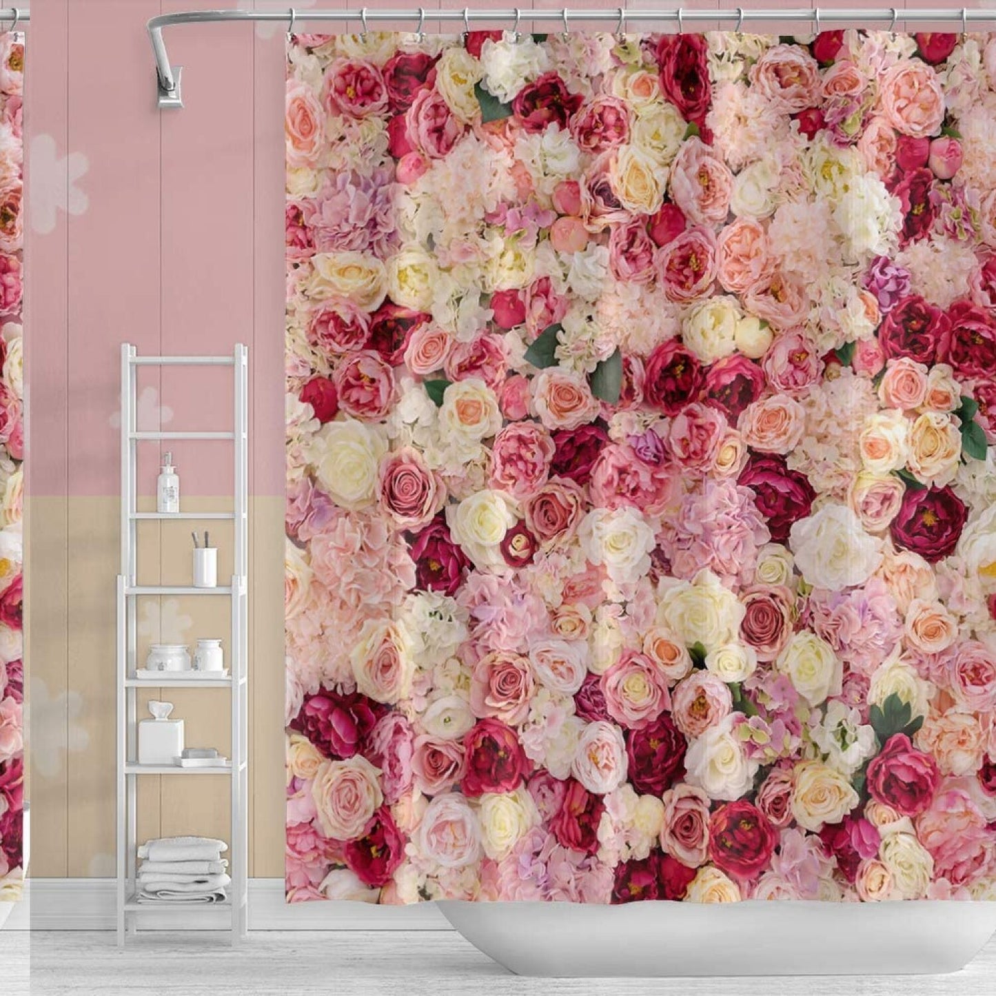 Floral Shower Curtain Red Pink 65x72inch
