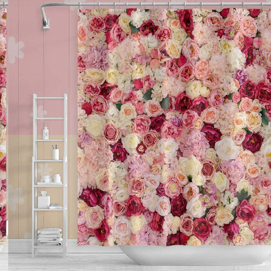Floral Shower Curtain Red Pink 65x72inch
