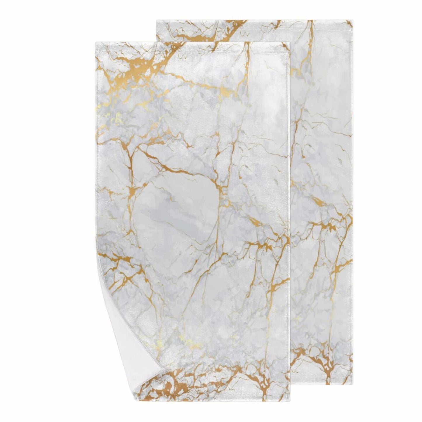 Marble Gold Texture Hand Towel Set of 2 28x14in
