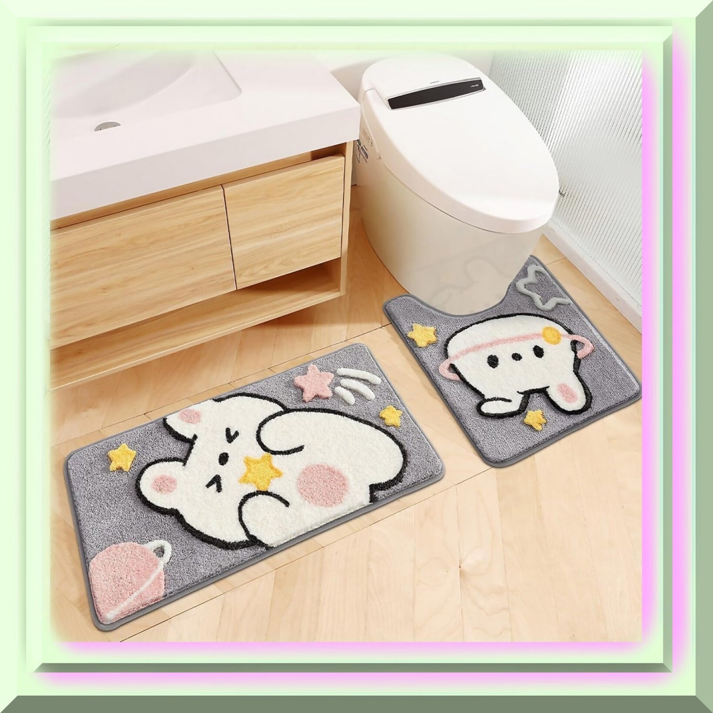 U-Shaped Microfiber Bathroom Rug 19.6x21.6 Inches