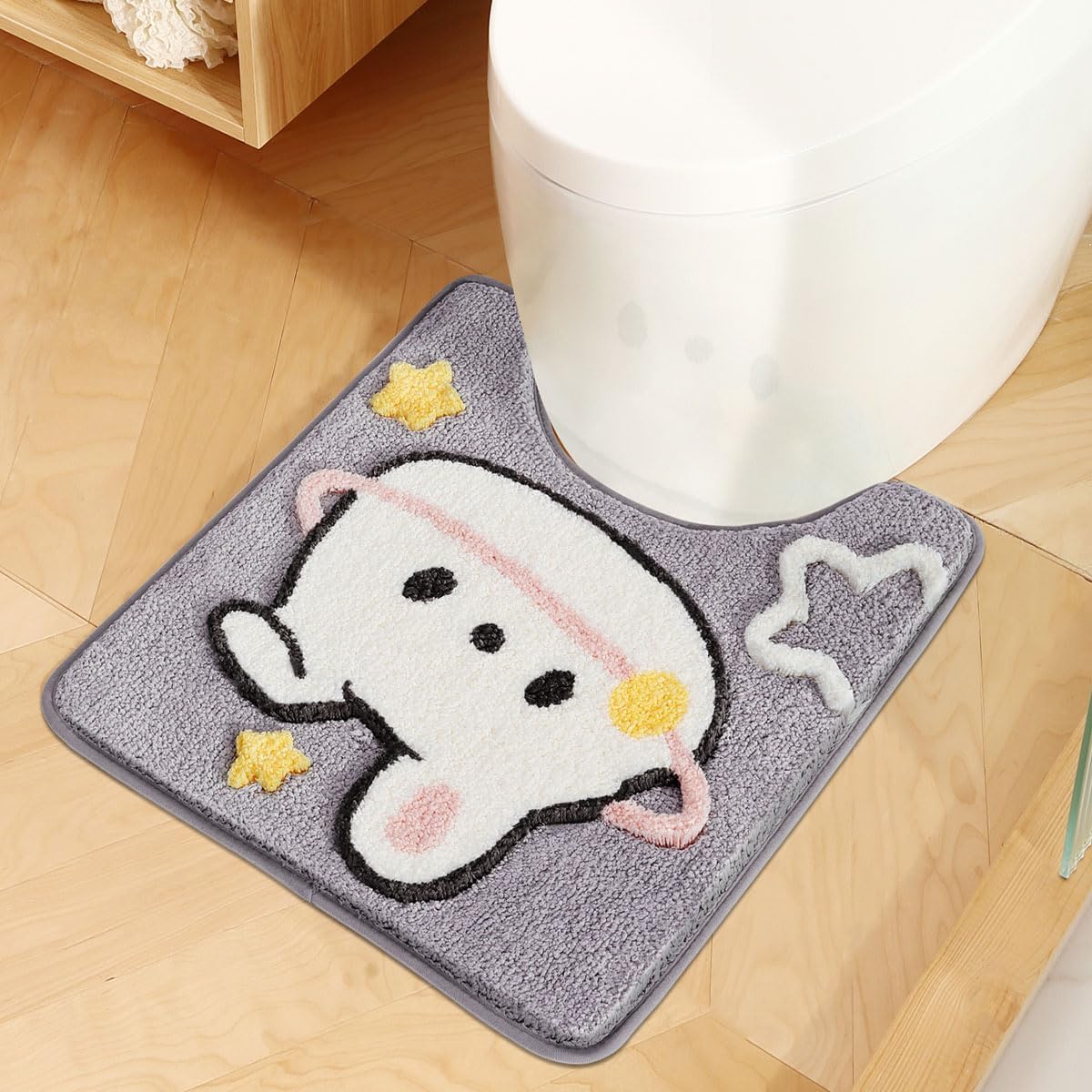 U-Shaped Microfiber Bathroom Rug 19.6x21.6 Inches