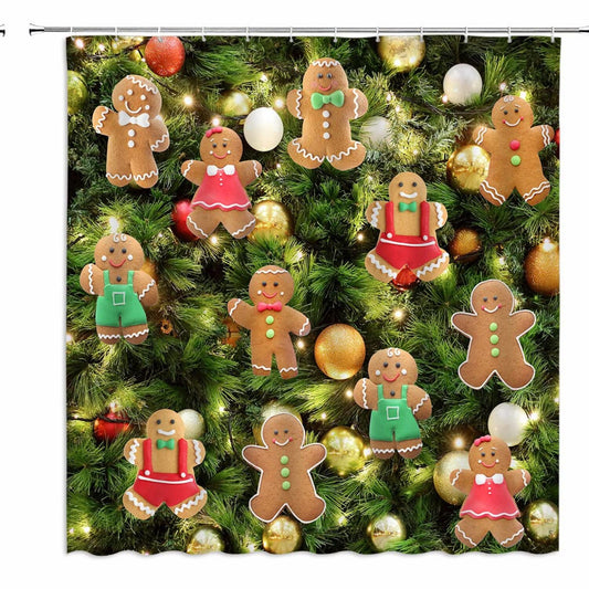 Gingerbread Man Tree Xmas Shower Curtain 70x70