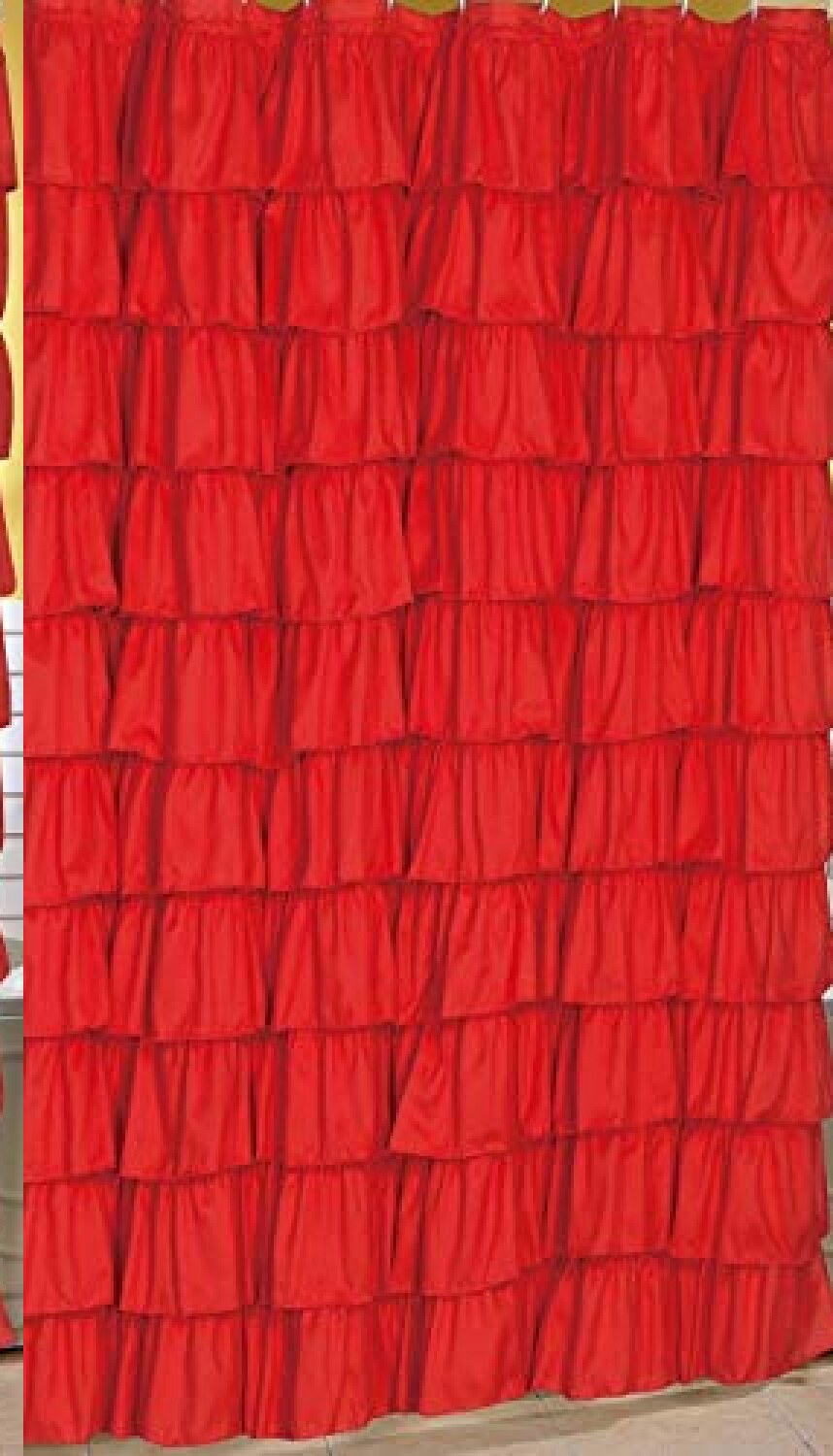 Flamenco Ruffle Shower Curtain Red 72x72