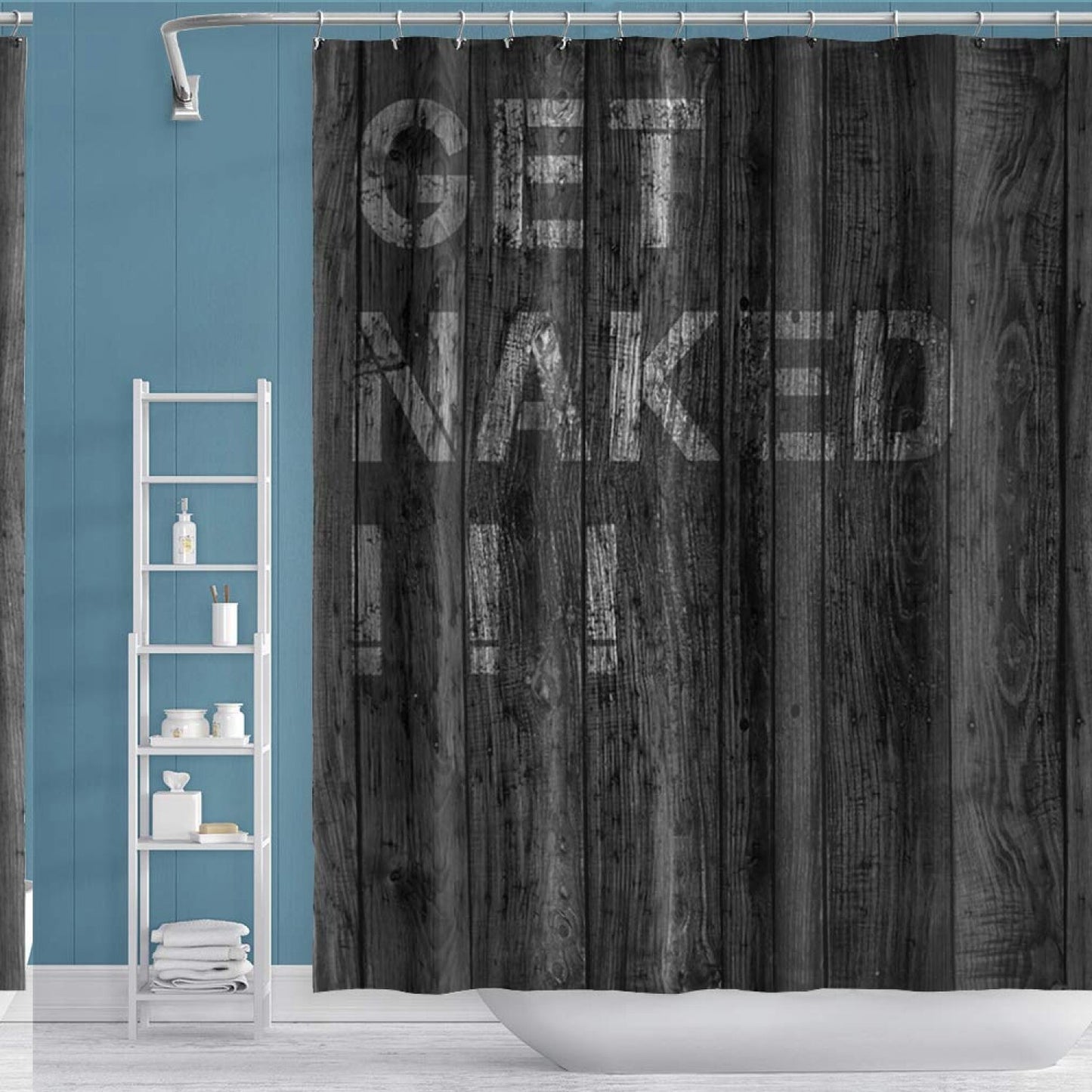69x70inch White Shower Curtain with Funny Quotes