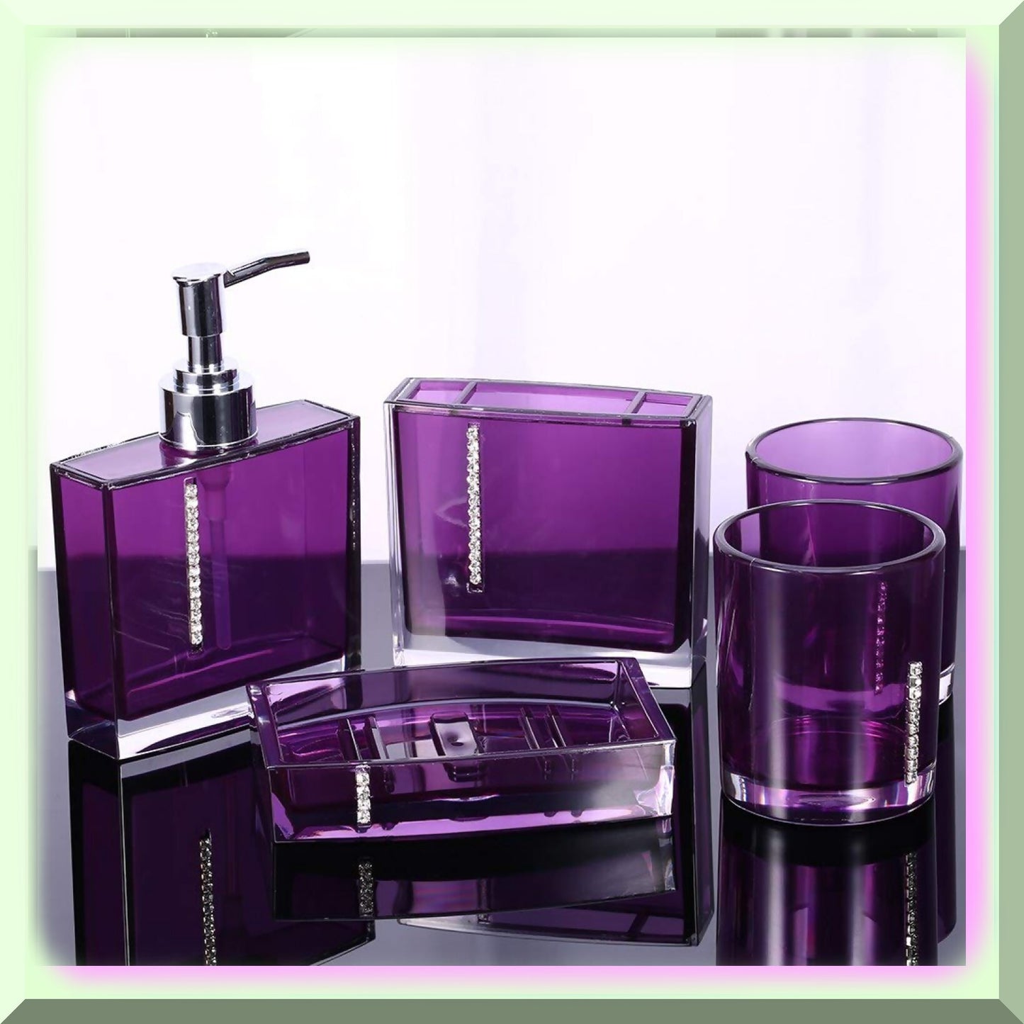 Bathroom Accessory Set 5 Pcs Acrylic Purple