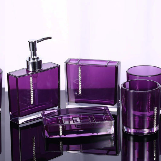 Bathroom Accessory Set 5 Pcs Acrylic Purple