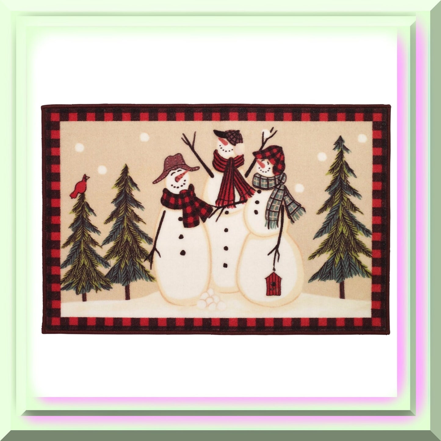 Cotton Bath Mat Snowmen Gathering Collection