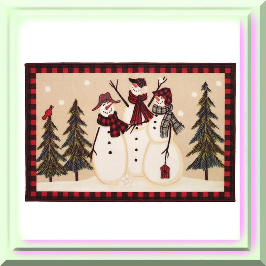 Cotton Bath Mat Snowmen Gathering Collection