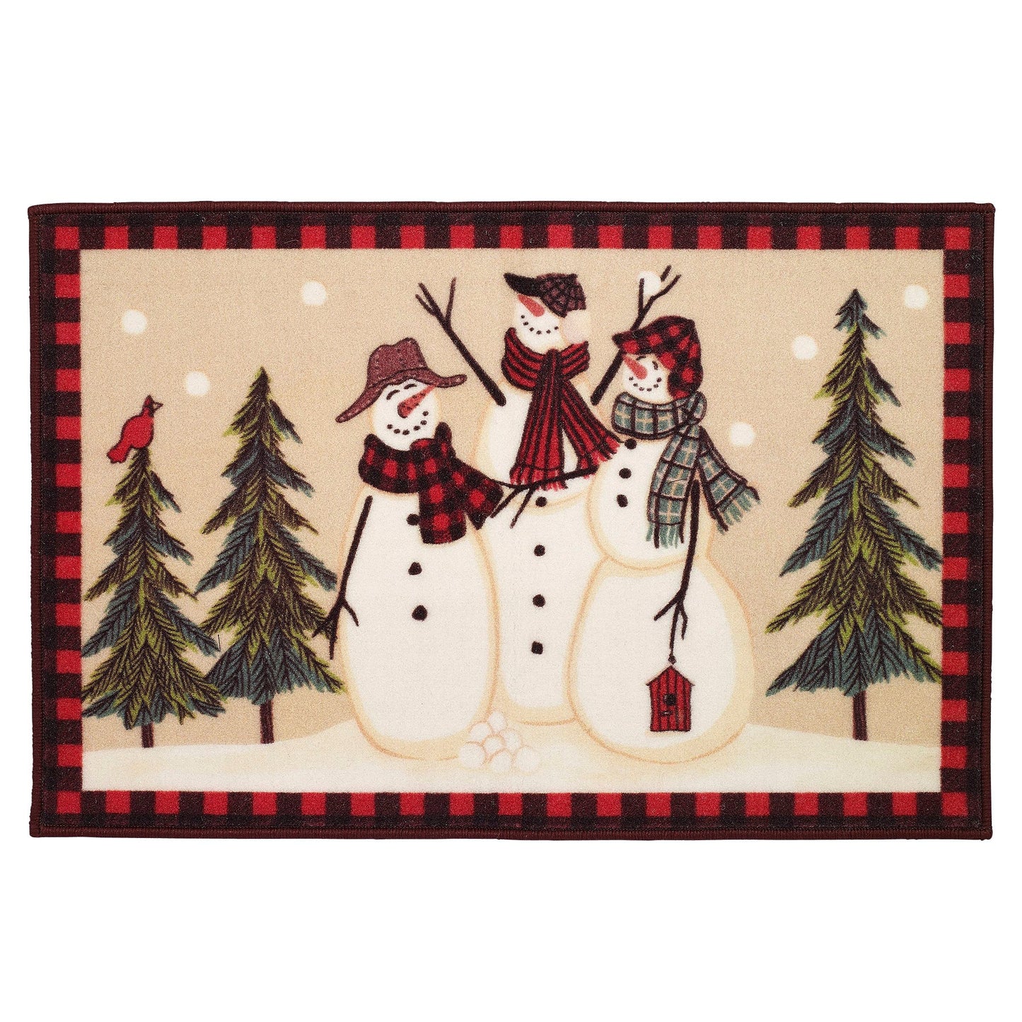 Cotton Bath Mat Snowmen Gathering Collection