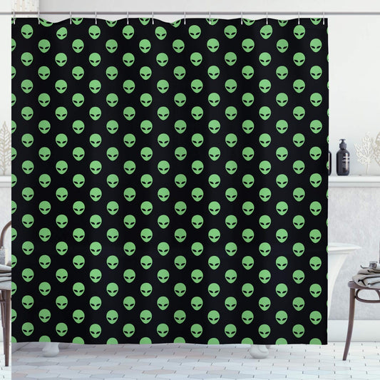 Alien Shower Curtain 69x70 Fern Green Black