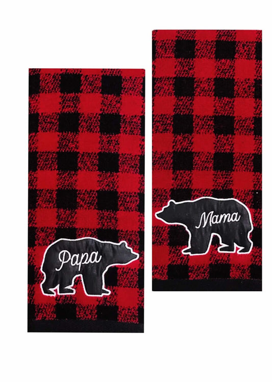 Buffalo Plaid Hand Towels Set 16x25 Rustic