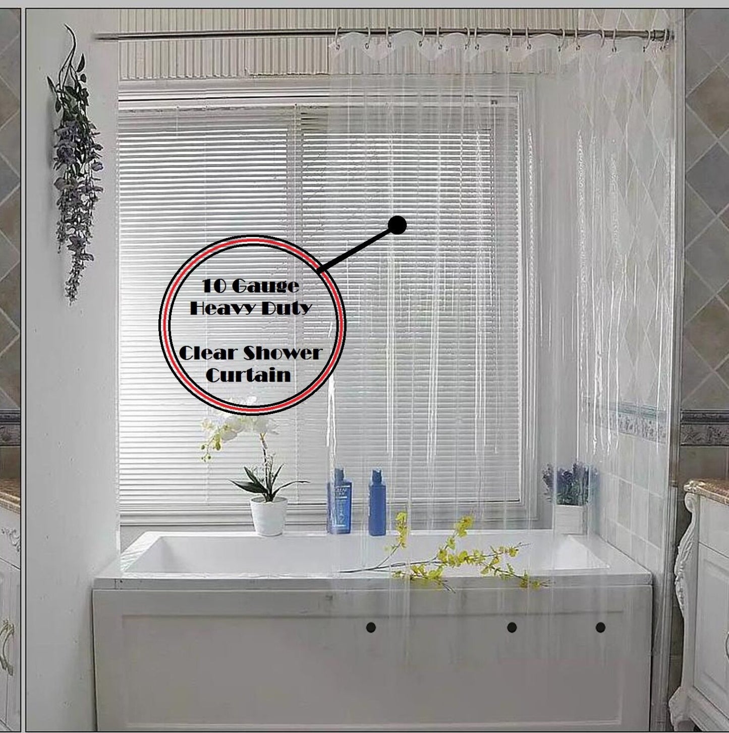 Heavy Duty Waterproof Clear Shower Curtain Liner 72" x 72" 3 Pack