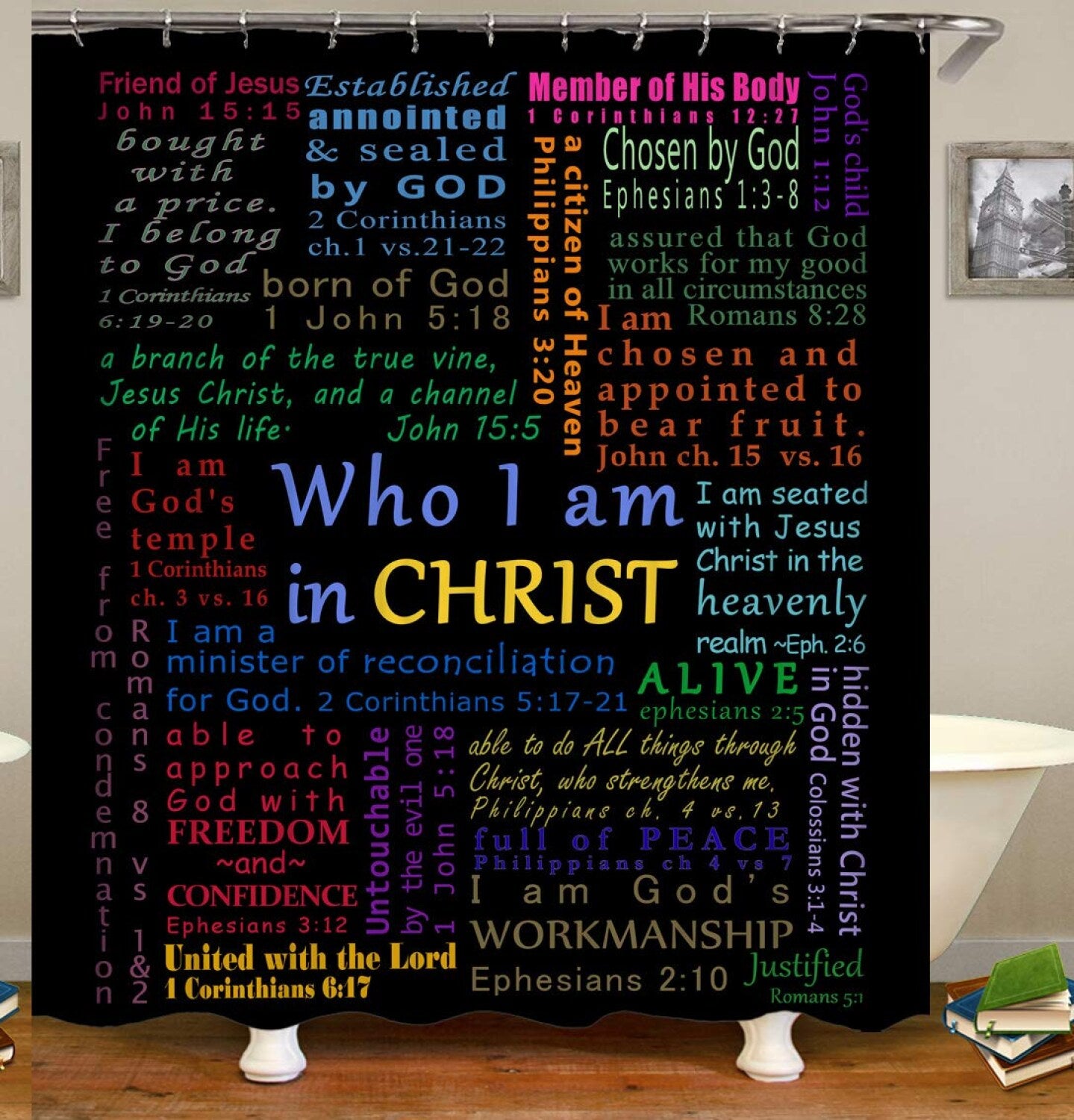 Bible Verse Scripture Shower Curtain 72x72 inches