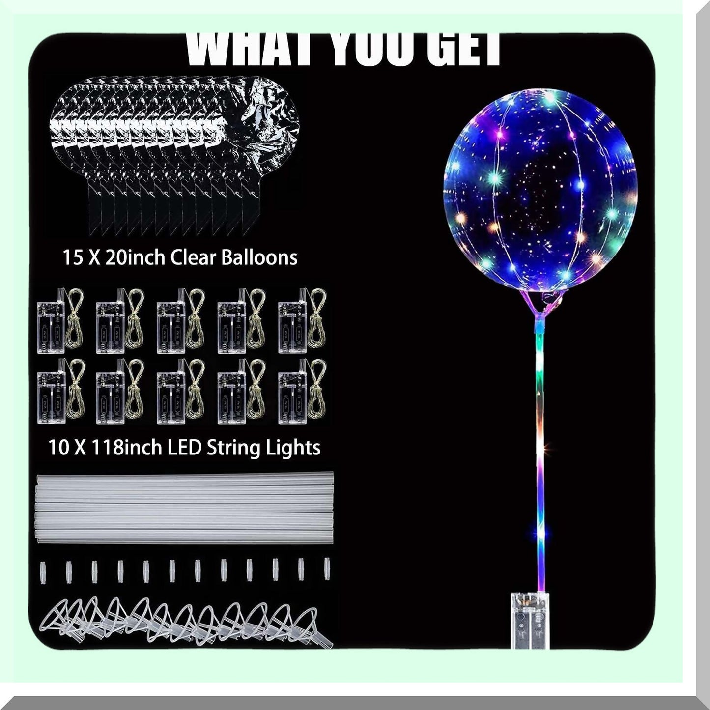 10 Pack LED Light Up Balloons with Sticks for Parties