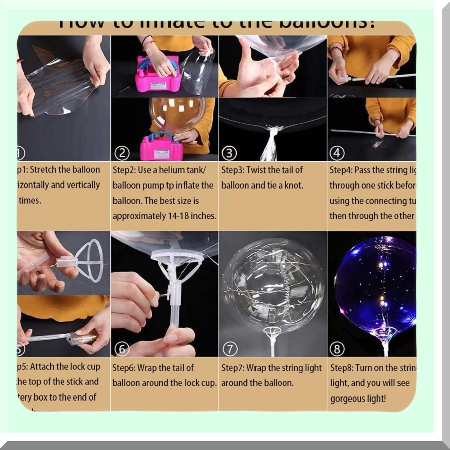 10 Pack LED Light Up Balloons with Sticks for Parties