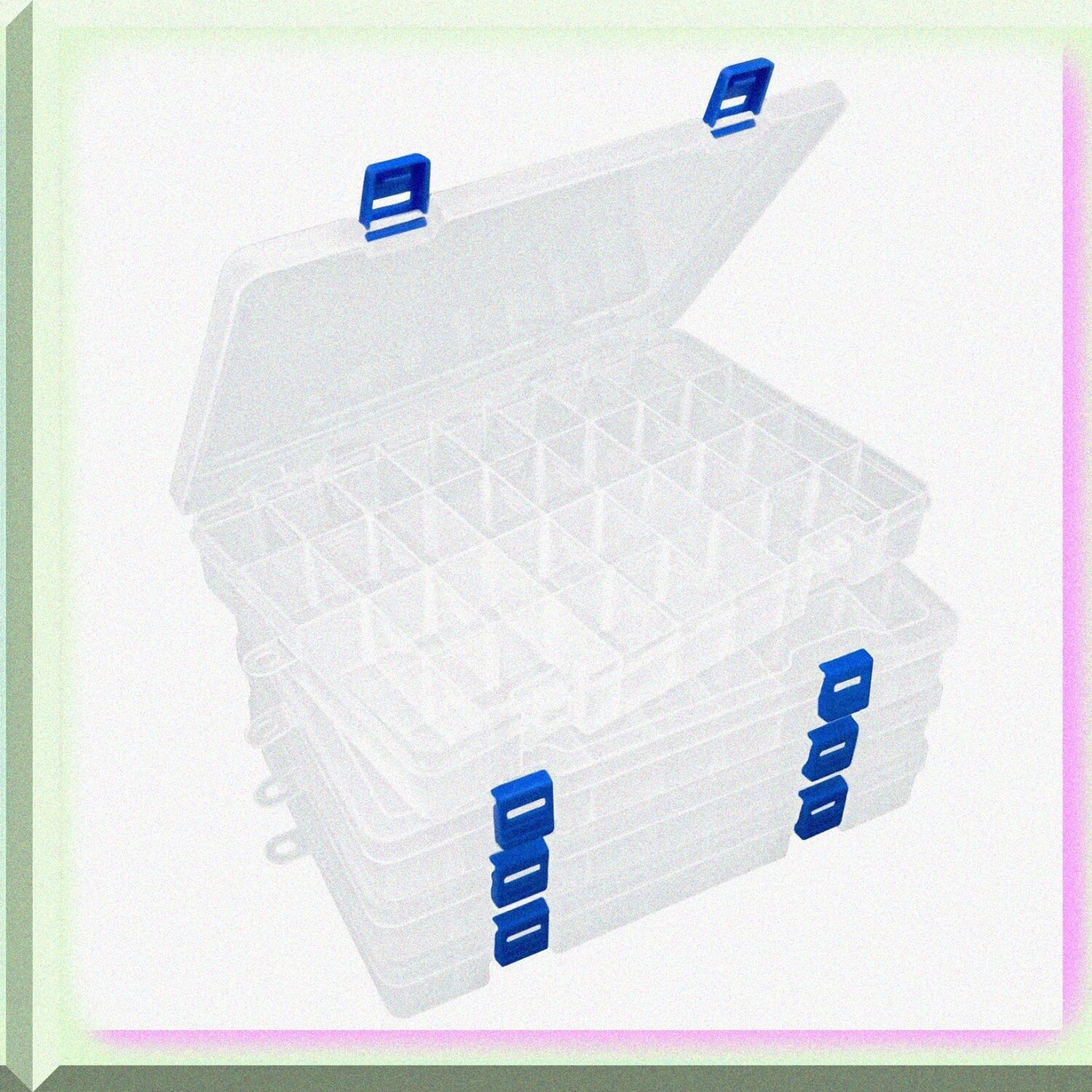 Plastic Organizer Container with 34 Removable Grids, White