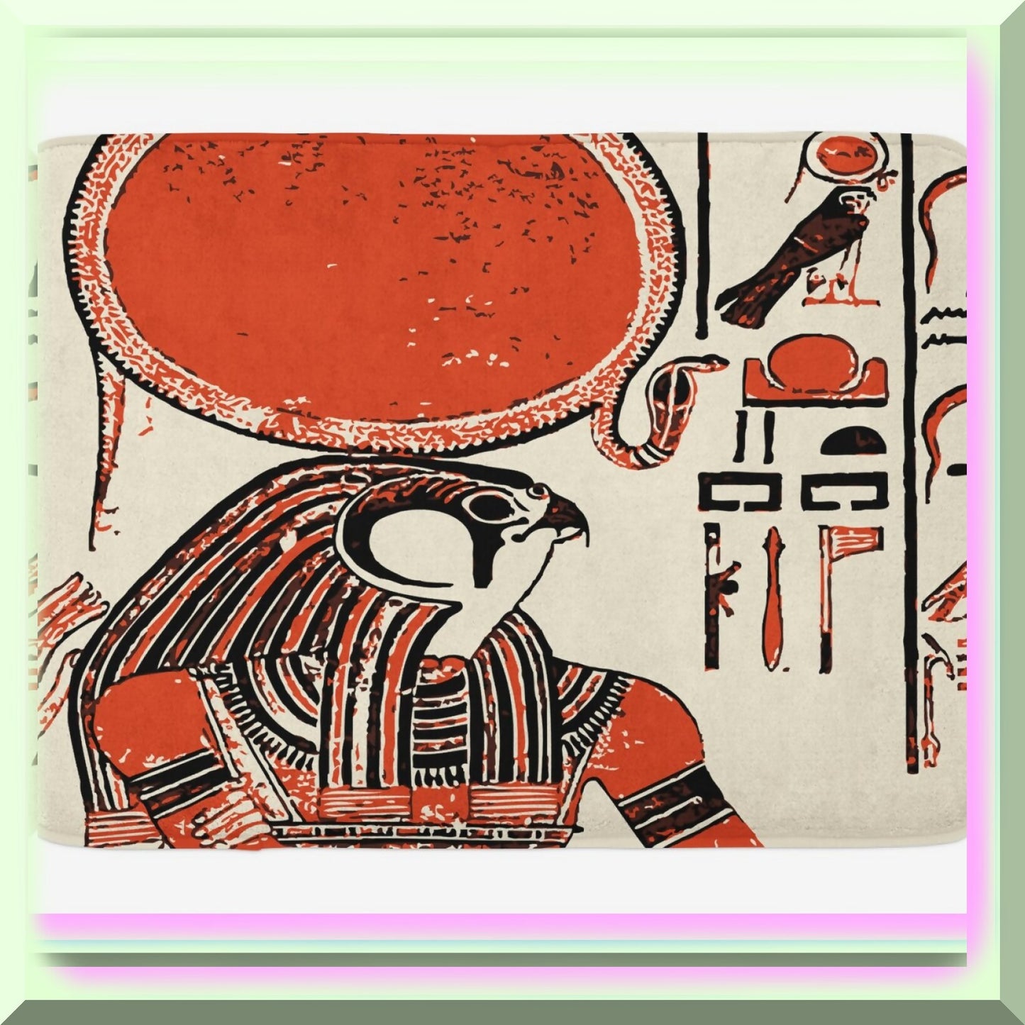 Egyptian Print Bath Mat Red Cream 30.2" x 20"
