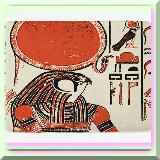 Egyptian Print Bath Mat Red Cream 30.2" x 20"