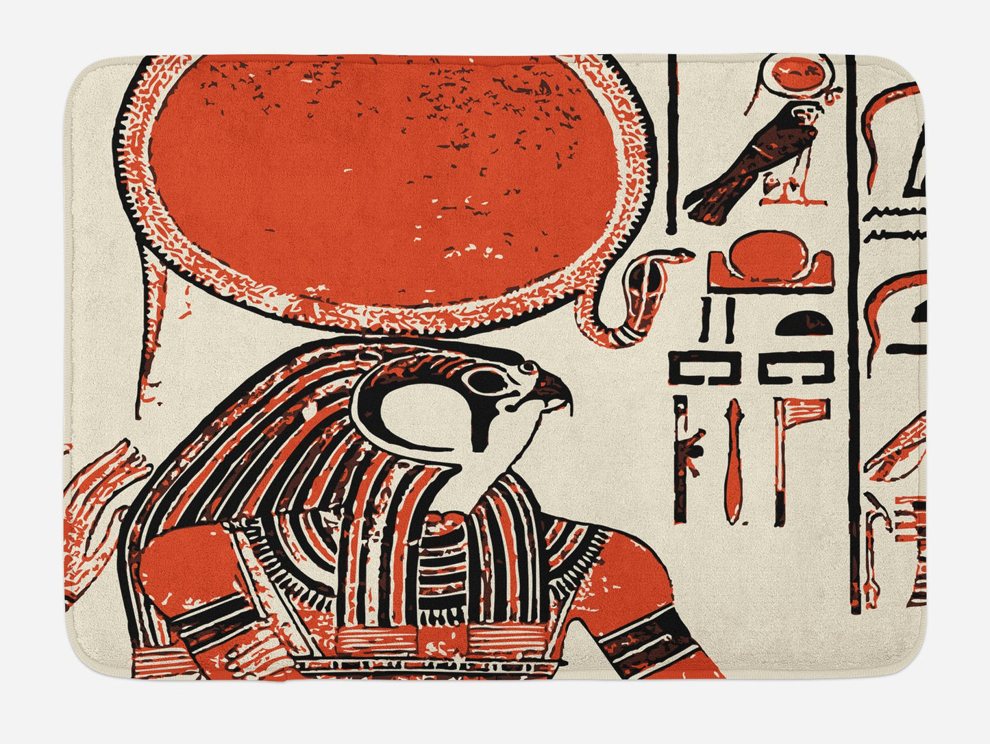 Egyptian Print Bath Mat Red Cream 30.2" x 20"