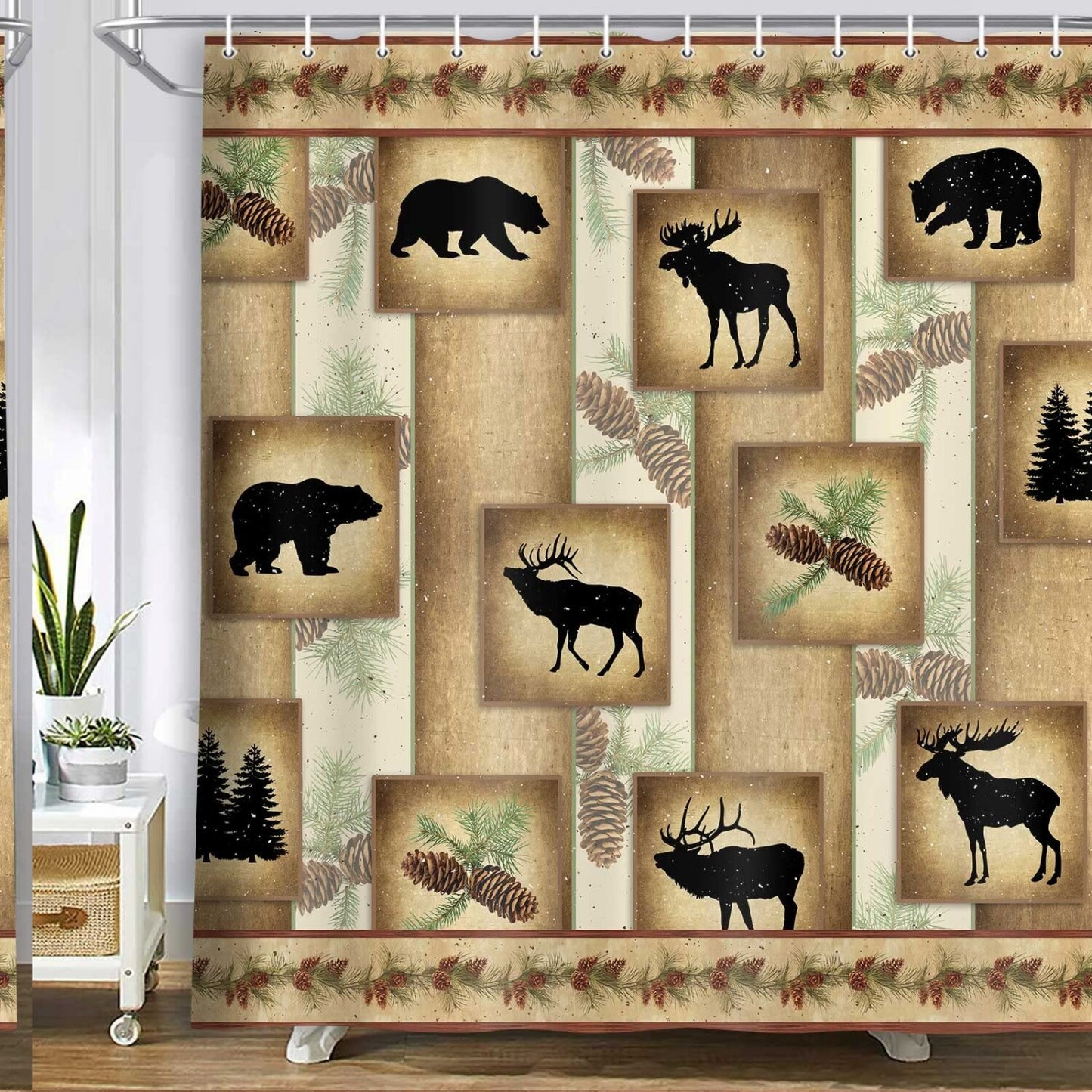 Rustic Fabric Shower Curtain 71x71 Inches